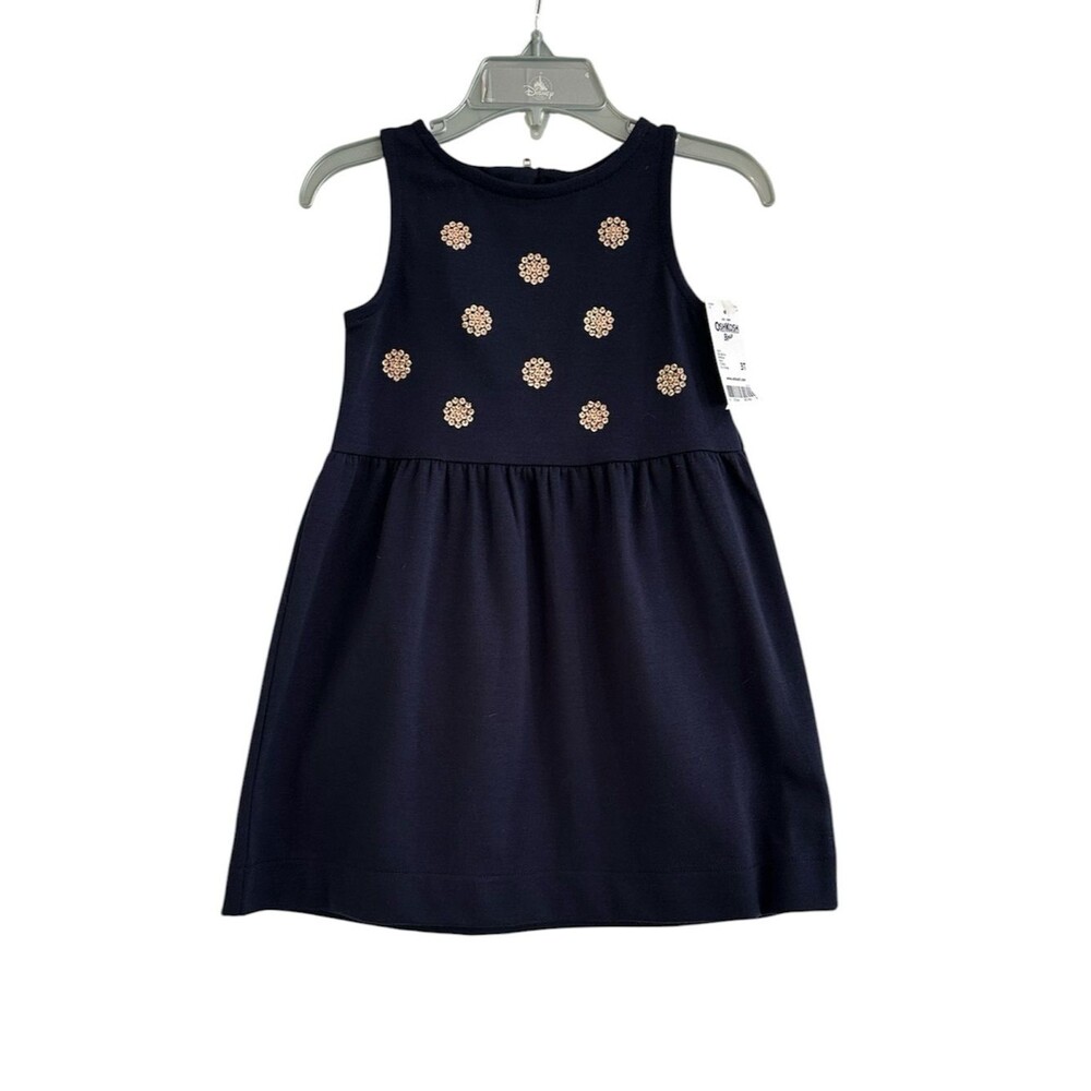 OshKosh B’gosh Sleeveless Dress NEW Size 3T Navy Gold